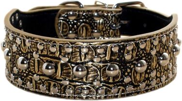 Стильний шкіряний нашийник для собак Haoyueer з нітиками, розмір M, L, колір золотисто-коричневий