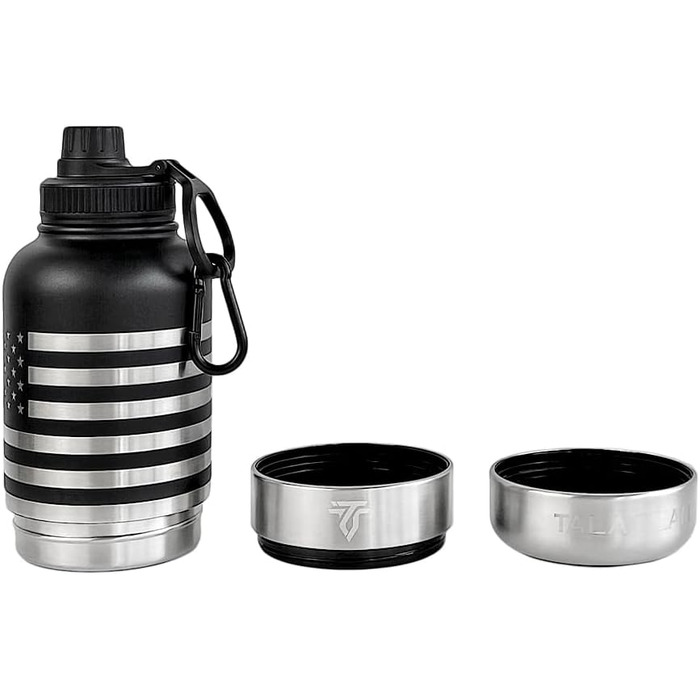 Ізольована пляшка для води для собак TALA TEAM - туристична пляшка з мисками для собак, чорна