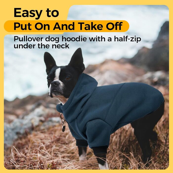 Флісовий худі для собак Lelepet з капюшоном та отвором для повідка, теплий, для осені та зими, на блискавку, стильний одяг для собак маленьких, середніх та великих порід, зелений (Medium, Blue)
