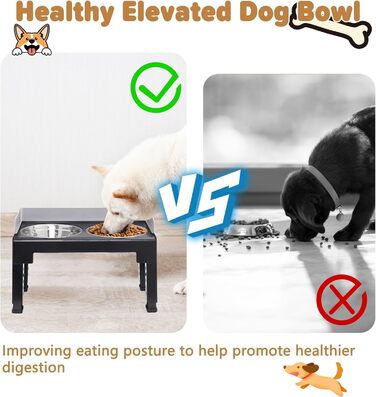Підвищені годівниці для собак з перегородкою, 2 великі миски, регульована висота, для малих, середніх та великих собак