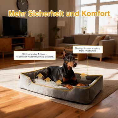 Крісло-ліжко для собак середніх та великих порід Zedelmaier, 90х68х19 см, з водонепроникним матрацом, стійке до подряпин, сіре, двостороннє