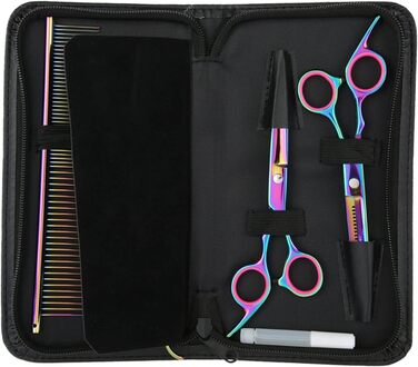 Набір професійних ножиць для грумінгу домашніх тварин: ножиці для стрижки шерсті собак, ножиці для розрідження, вигнуті ножиці, універсальні ножиці