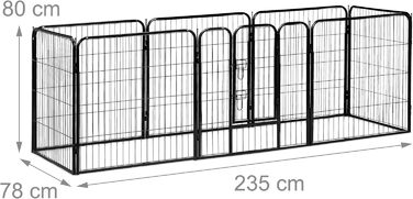 Вольєр для цуценят та дрібних тварин Relaxdays - чорний, 80x78x235 см