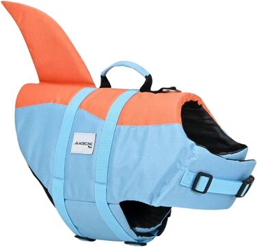 Жилет рятувальний для собак Mobiclinic® Sharky, блакитний та помаранчевий, для плавання, серфінгу та вітрильного спорту