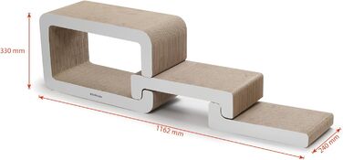 PetRhein 3-в-1 Кігтеточка для котів, велика XXL картонна кігтеточка, багатофункціональні меблі для котів з пандусом та будиночком, розтягується до 116 см, міцна завдяки стільниковій структурі, килимок для кількох котів