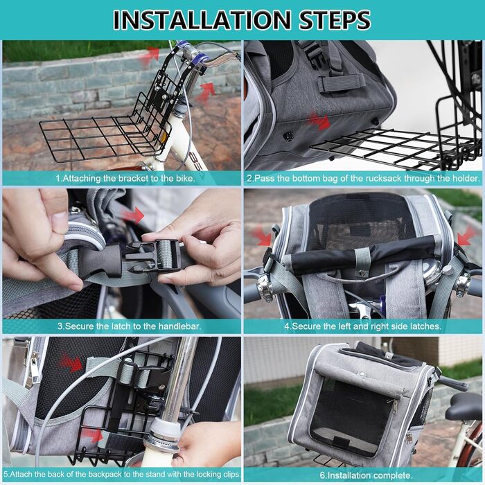 Фаркоп для собак Haiou: стабільний велосипедний кошик до 7 кг, не підходить для електровелосипедів | Безпечний та комфортний, з патентованим кріпленням, вологостійкий