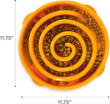 Antischlingnapф Outward Hound для собак - великий, Slow Feeder, запобігає здуттям, нековзний, міцний, оранжевий (Fun Feeder L Orange)