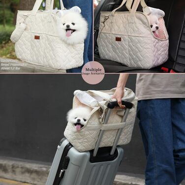 Сумка-переноска для собак та котів HSC Beige: м'яка, з 3 кишенями, до 6.8 кг