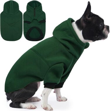 Світшот для собак Lelepet з капюшоном з флісу, з отвором для повідка, теплий, для осені та зими, напівзастібка, стильний одяг для собак маленьких, середніх та великих порід, зелений (Medium, Зелений)