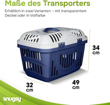 Транспортна переноска для кота Snugsy - Автомобільна переноска для котів з ручкою та затискачами - Пластикова переноска 49x34x32 см сірого та кремового кольору