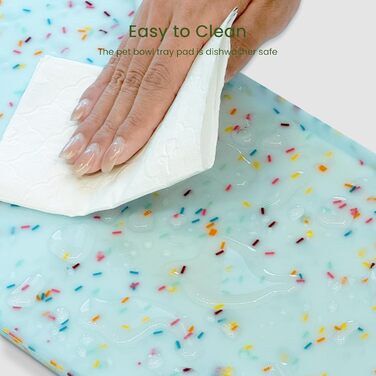 Килимок для годування собак і котів PWTAA, силіконовий, нековзний, з високим бортиком, водонепроникний, 80x40 см, блакитний (Donut)