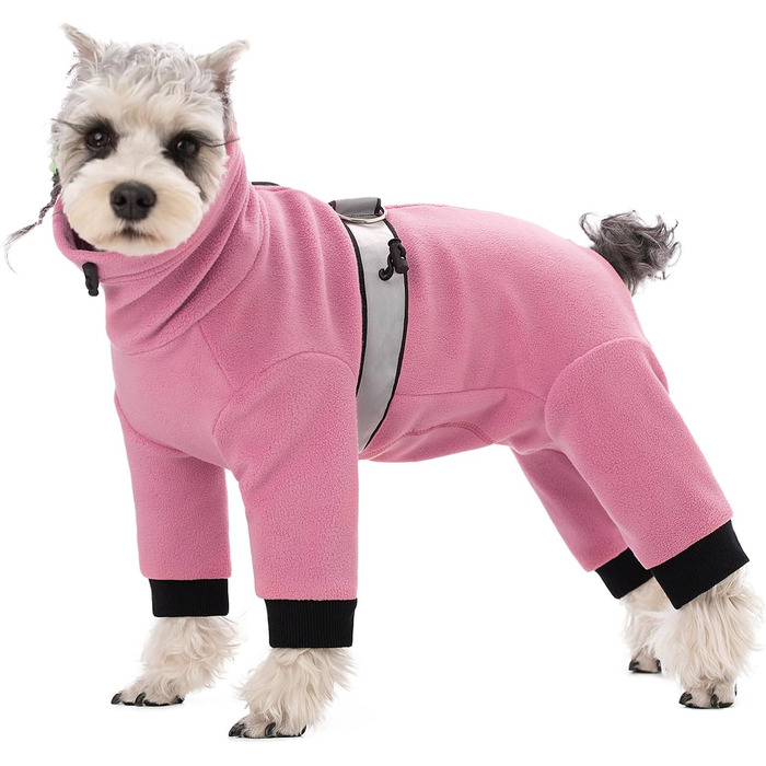 Теплий зимовий комбінезон для собак, флісова куртка-комбінезон з D-початком, для маленьких собак, світло-коричневий, L (Персиковий рожевий, S)