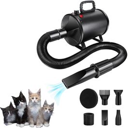 Професійний фен для собак 3500W - тихий, з регулюванням швидкості та 4 насадками. Ідеальний для грумінгу та сушіння тварин