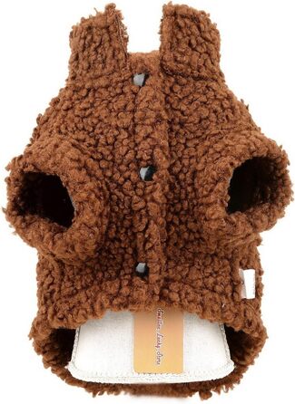 Теплий зимовий одяг для тварин з флісовою підкладкою: куртка для собак та котів, з кільцем для повідка, для чихуахуа, йоркширського тер'єра, коричневий (M)