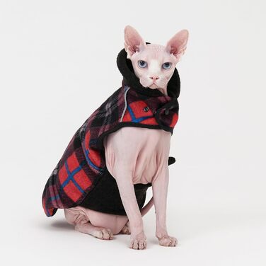 Теплий флісовий пуловер з капюшоном для котів та цуценят Sphynx, вітрозахисний, для осені та зими, з регульованою застібкою-липучкою, розмір S (2-3.5 кг)