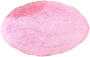 Кругла килимок для собак та котів з штучного хутра, 60 см, рожевий