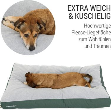 М'яке ліжко для собак середніх порід GreenLabel (88x60 см, зелене) - зручне, миється, з м'якого флусу