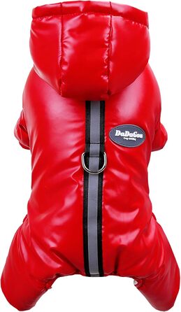 Теплий зимовий одяг для собак Izefia: куртка-комбінезон, бавовна, червоний, L (довжина спини 27 см)