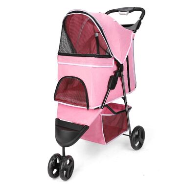 Візок для собак Wedyvko, 15 кг, рожевий, легкий, компактний, з аксесуарами, EVA-колеса