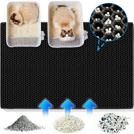 Килимок для котячого туалету 90x60 см, двошаровий, неслизький, з дизайном стільових сот, EVA матеріал (чорний)