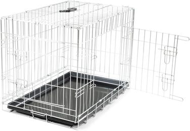 Складана металева клітка для транспортування Vadigran Classic, 76x48x55 см, срібляста, розмір L