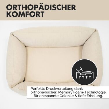 Ортопедичне ліжко для собак Emma | Кошик для собак | Для маленьких та середніх собак (Бежевий, 85x65 см)