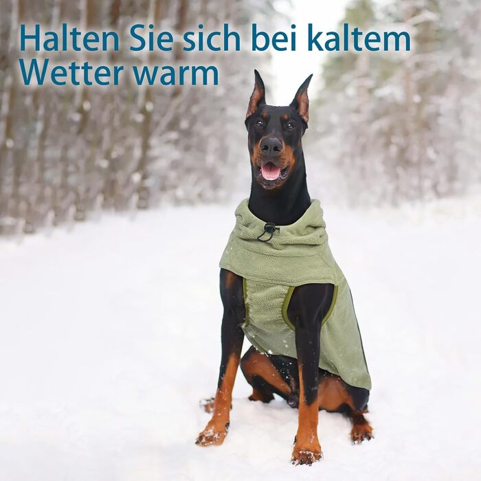 Теплий зимовий пуховик для собак Katzinst - теплий пуховик для собак з захистом живота, флісовий, для великих собак, зелений (2XL)