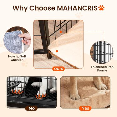Клітка для собак, 100 см, з подушкою, 2 двері, для маленьких, середніх та великих собак, клітка для дому, білий ADCBW10701 (80 x 55 x 65 см, коричневий)