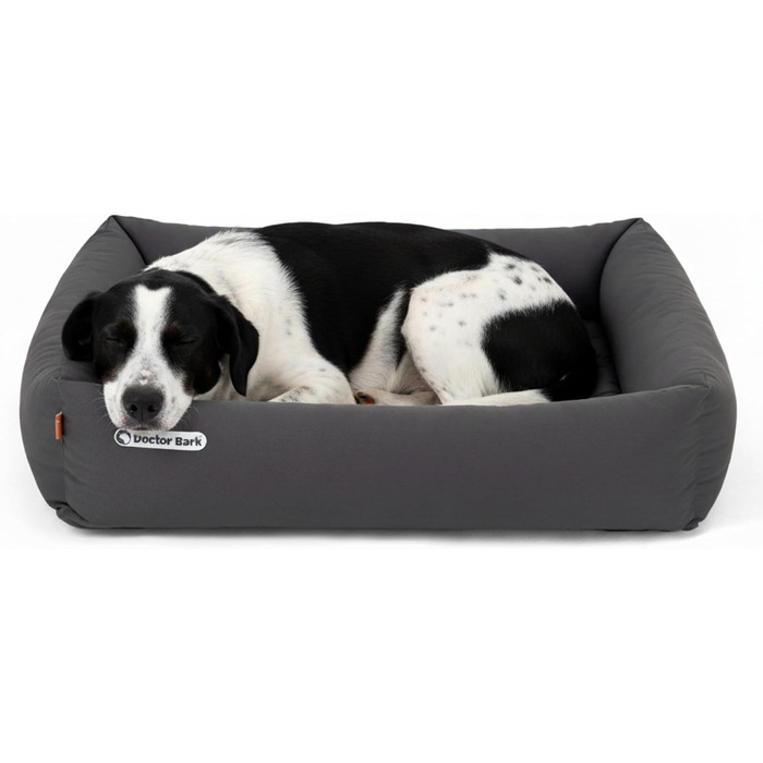Ортопедичне ліжко для собак Doctor Bark - миється до 95°C, гігієнічне, без запаху, для середніх собак, сірий кошик з лежаком (L - 90x80 см)