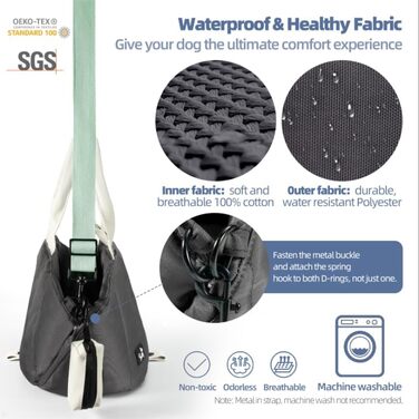 Сумка-переноска для собак Sytopia, кремово-бежева (темно-сіра), з кишенями та регульованим ремінцем безпеки