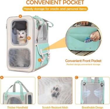 Рюкзак для тварин ALLSOPETS з сітчастим вікном: зручний та дихаючий для котів та собак, ідеальний для подорожей та прогулянок (Блакитний)