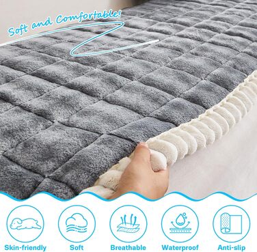 Захисний чохол на сидіння автомобіля для собак, ліжко для собак в авто, сумісний з подовжувачами сидінь, захист сидіння, нековзний, м'який, довговічний, для авто, вантажівок та SUV (Чорний та Білий, 59,9 x 129,5 чорний та білий 23.6'*51' (Темно-сірий та Б