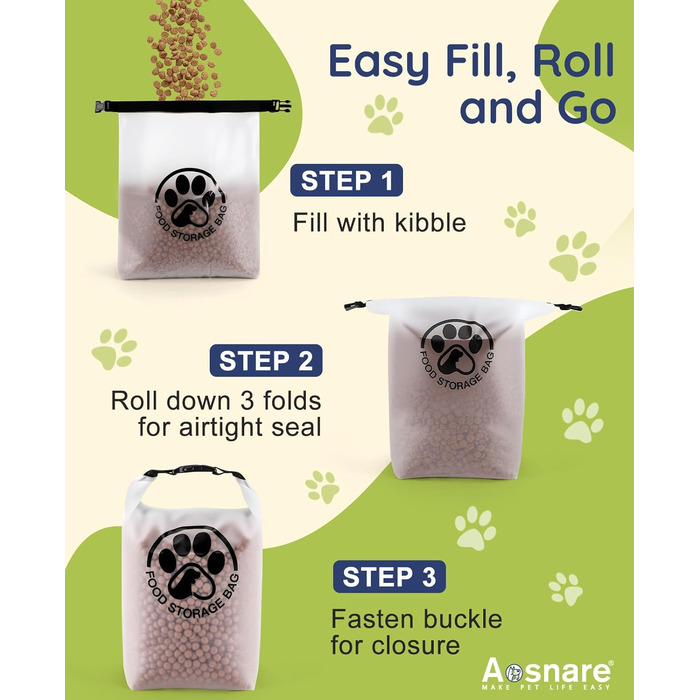 Контейнер для корму для тварин на 25 порцій з 2 складеними мисками для подорожей – прозорий, з водонепроникним закриттям, зберігає сухий корм свіжим для кемпінгу