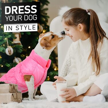 Зимовий одяг для собак AOFITEE: теплий водонепроникний жилет з флісу для цуценят та собак середніх розмірів, рожевий колір. Розмір: Chest 15', Back Length 11'