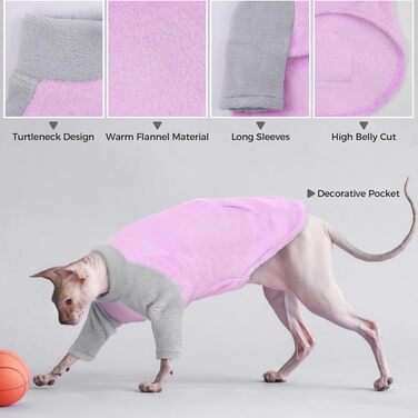 Теплий зимовий пуловер для котів Sphynx, фіолетовий, Roa (M)