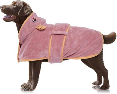 Рушник для собак, сушильний халат для собак, рожевий рушник для великих собак, халат з мікрофібри з капюшоном для регульованого пояса для Golden Retriever, Labrador 2XL XXL Рожевий