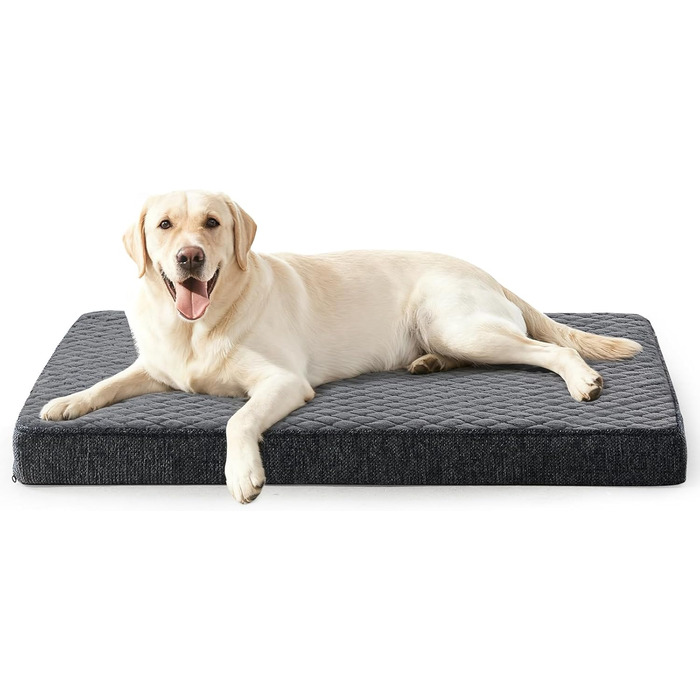 Ортопедична подушка для собак JOEJOY, великі породи, XL, миюча, пухнаста, з антиковзким покриттям, 104x69x9 см, темно-сіра