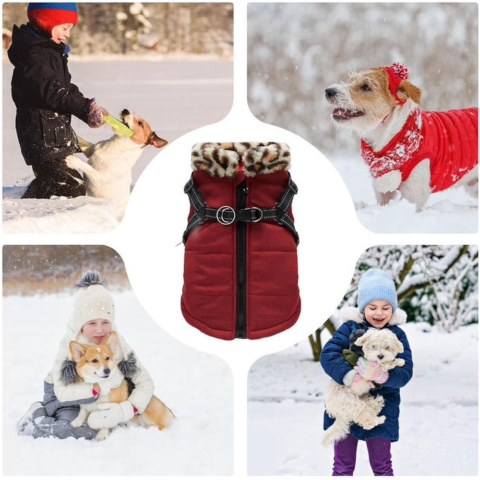 Зимова куртка для собак з інтегрованим шлейкою, світловідбиваючі смуги, розмір XXL, ізольована