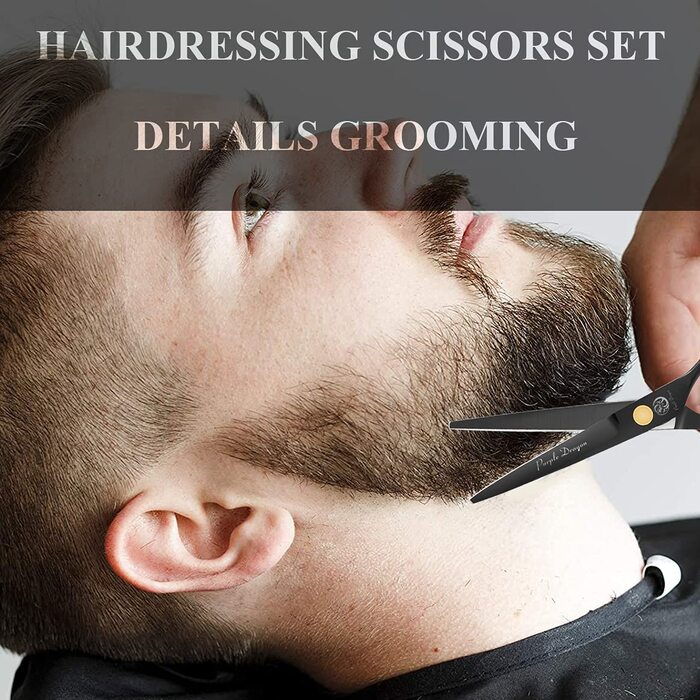 Професійні перукарські ножиці Purple Dragon 5,5 дюйми – набір для стрижки волосся для жінок та чоловіків, перукарські ножиці для барберів/перукарів/початківців (чорний)
