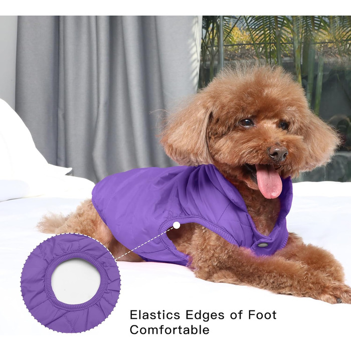 Зимова куртка для собак JoyDaog, тепла флісова, для маленьких собак, фіолетовий, розмір XS