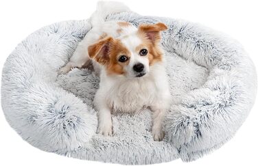 Ортопедичне ліжко для собак середнього розміру, знімний та миючий чохол, м'яке ліжко-подушка для собак та котів, C-подібної форми, комфортне (сірий, M-60см)