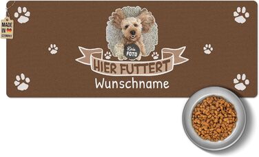 Персоналізована килимок для годування з фото та ім'ям - PR Print, для собак та котів, миється, не слизький (80 x 30 см)