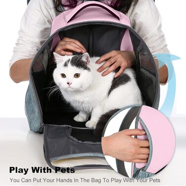 PETCUTE Рюкзак для тварин, рюкзак для собак, дихаючий та складаний рюкзак для котів з внутрішньою страховою стропою, світловідбиваючими смугами, рюкзак для собак з виймальною підстилкою, до 8 кг (Рожевий)