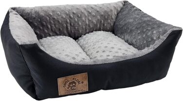Ліжко для собак Odolplusz: корзина, лежанка, диван для маленьких собак | з наповнювачем з силіконових кульок | гіпоалергенне | 50x40 см (чорний + мінки сірий)