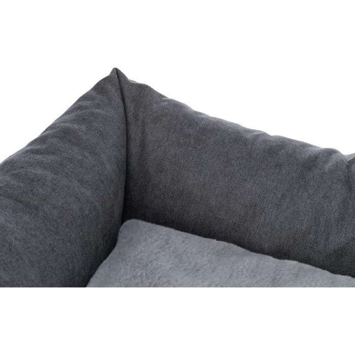 Ліжко для собак TRIXIE Liano, 80x60 см, сіре - м'яке, з наповнювачем з пінопластових кульок, для великих собак, з антиковзким покриттям, миється, 37981