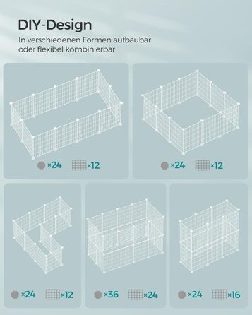 SONGMICS вольєр для дрібних тварин, металевий манеж 123×63×41 см, білий, для кроликів, морських свинок