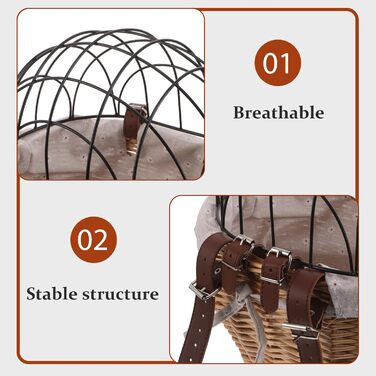 Mikinona Тримач для собак і котів на велосипед, ручної роботи з лози, з ременями, для переднього кріплення