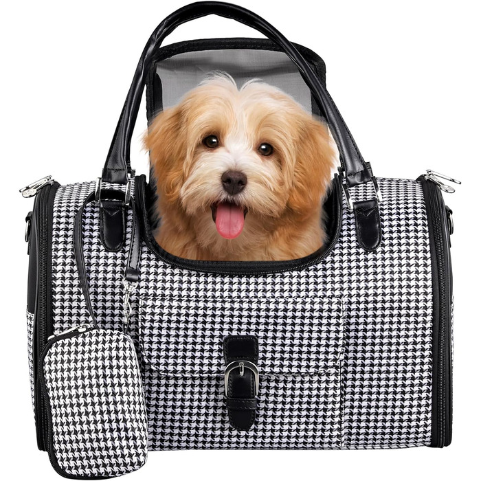 Транспортна сумка для собак та котів TAIKURA, переноска для тварин, дихаюча, з плечовим ременем та кишенями, до 5 кг (40x26x20 см)