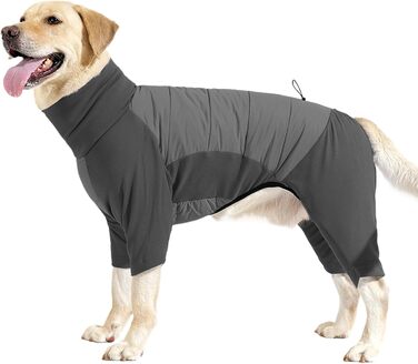 Зимовий теплий одяг для собак - теплий зимовий одяг з високим коміром, регульований, для малих, середніх та великих собак, для прогулянок, походів, кемпінгу (Сірий M)