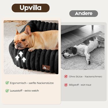 Ортопедичний лежак для собак великих порід, лежанка для собак з підголовником, знімний та миючий килимок, лежанка-софа для собак з ручками (Чорний, 92*69*20 см)